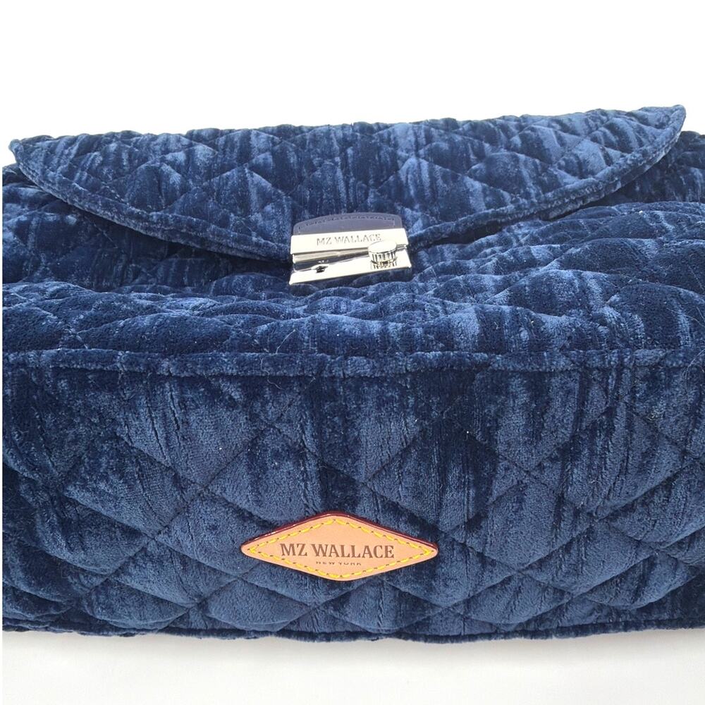 MZ Wallace Quilted Velvet Crossbody Bag in Deep Navy Blue - Picture 6 of 14